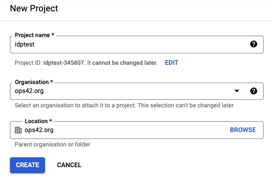 GCP New Project Config
